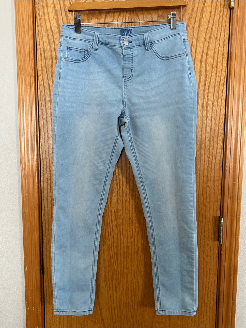 Justice Light Wash High Rise Jeans - Stretch Slim Fit Sz 16 Plus